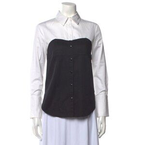 Tibi Black and White Button Down Shirt